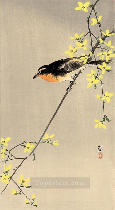 orange breasted bird Ohara Koson Japanese Oil Paintings